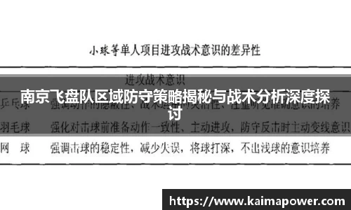 南京飞盘队区域防守策略揭秘与战术分析深度探讨
